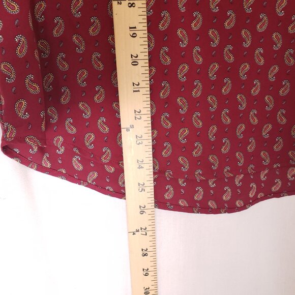 Forever 21 Burgundy Paisley Pattern Short Sleeve V Neck Blouse Size Small - Picture 3 of 12